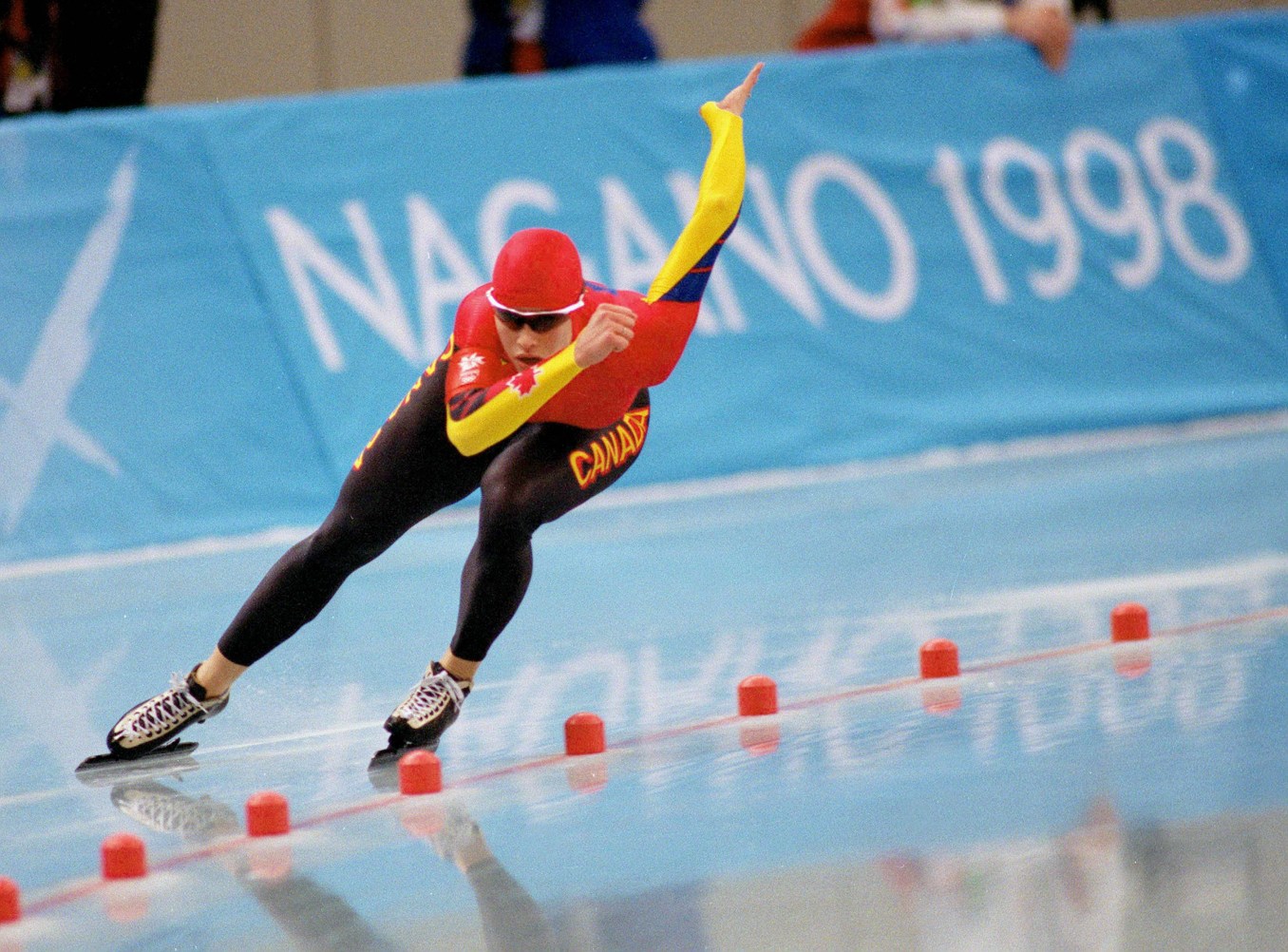 Canada's Catriona Le May Doan competes in the long track speed skating event at the 1998 Nagano Winter Olympic Games. (CP Photo/ COC/ Scott Grant)
