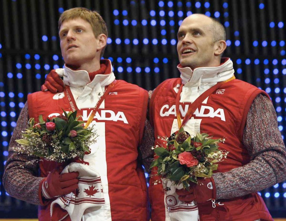 two Canadian athletes on the podium