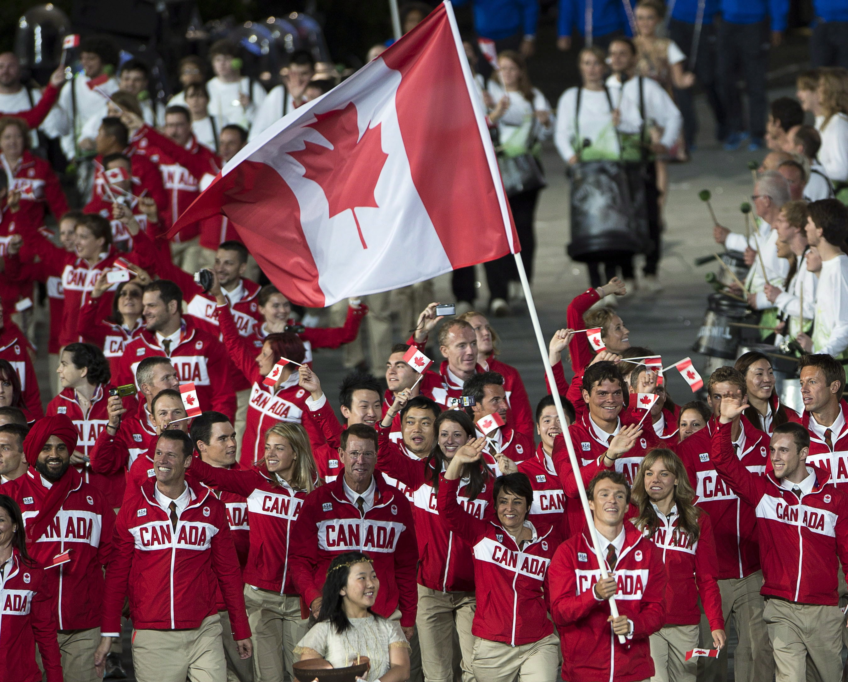 Wide shot of Team Canada at London 2012 Opening Ceremony