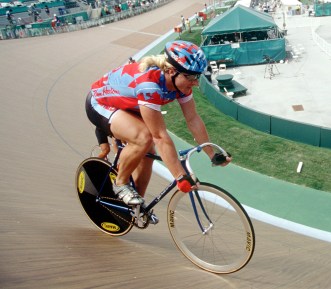 Curt Harnett competing in track cycling at the Atlanta 1996 Games (Photo: CP)