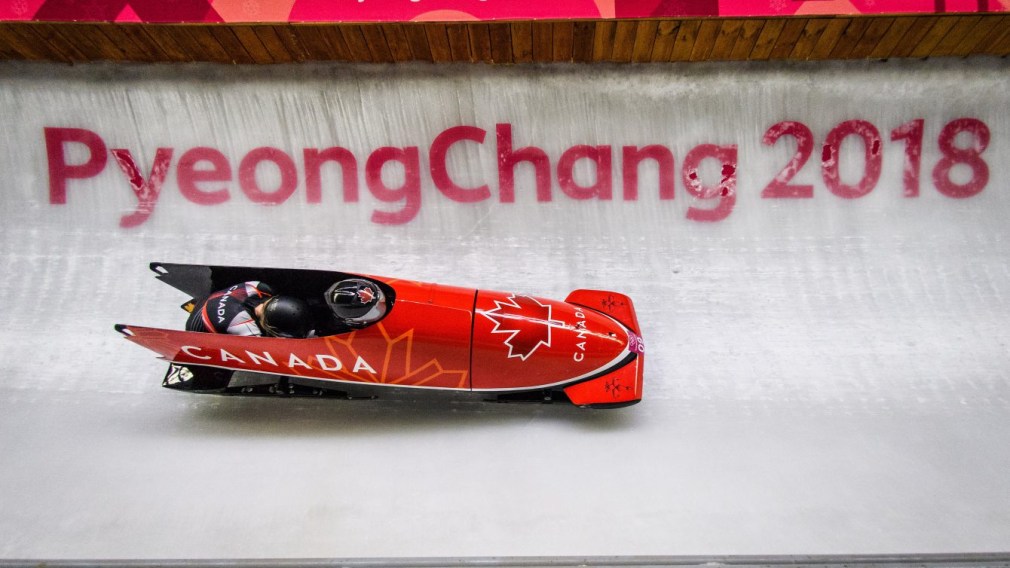 Alysia Rissling and Heather Moyse compete in the Bobsleigh
