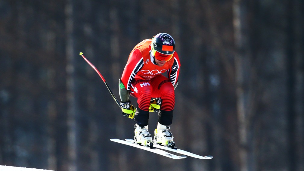 Benjamin Thomsen takes part in the Alpine Skiing Men's Downhill