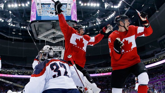 Jamie Benn and Corey Perry at Sochi 2014 Jamie Benn and Corey Perry celebrate in Sochi.