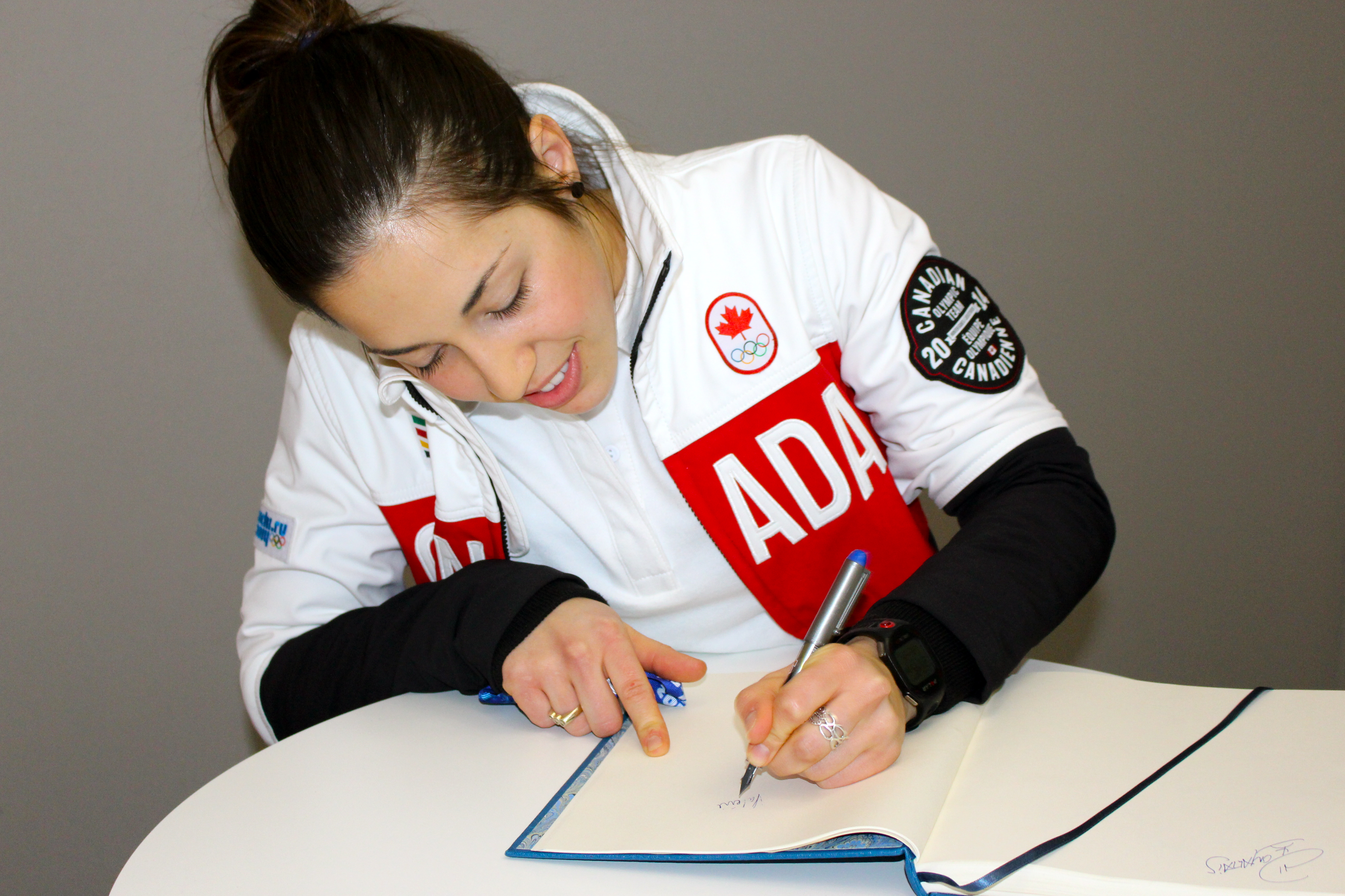 Valérie Maltais during the medal celebration