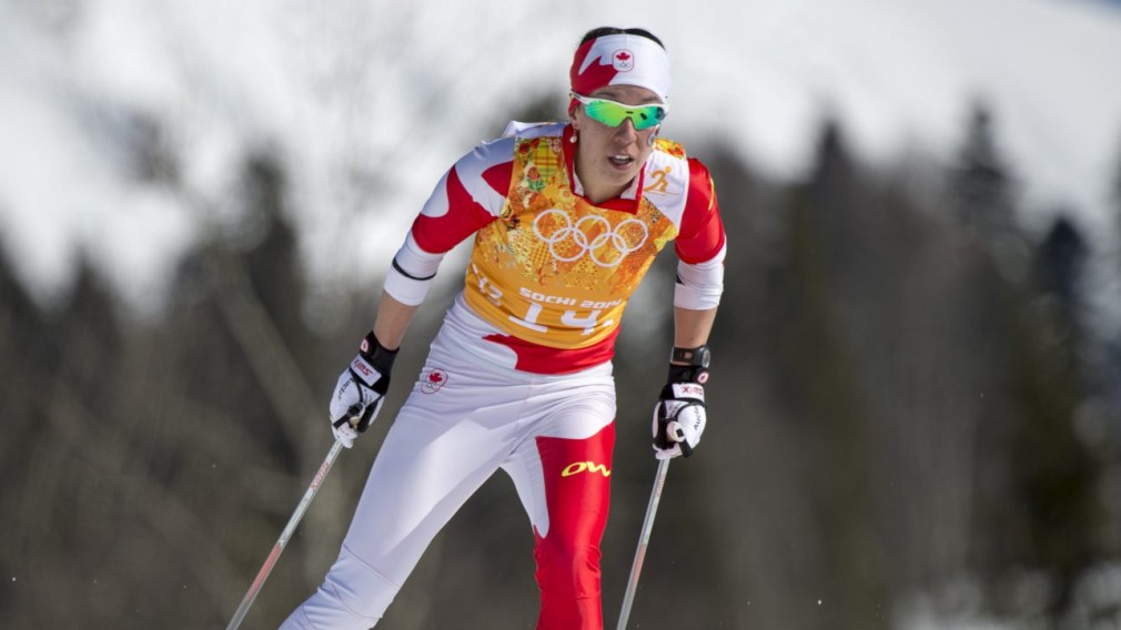 Canada's Emily Nishikawa competes in the Ladies' 4x5km Relay