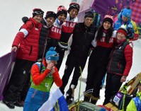 Athletes posing for a picture