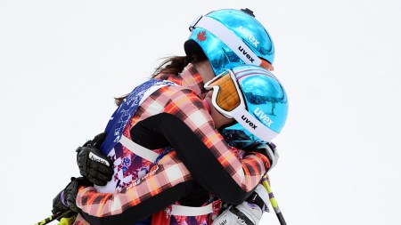 Serwa & Thompson in Sochi ”It was amazing to ski across the line and give Marielle a big hug.” - Kelsey Serwa (Photo: CP)