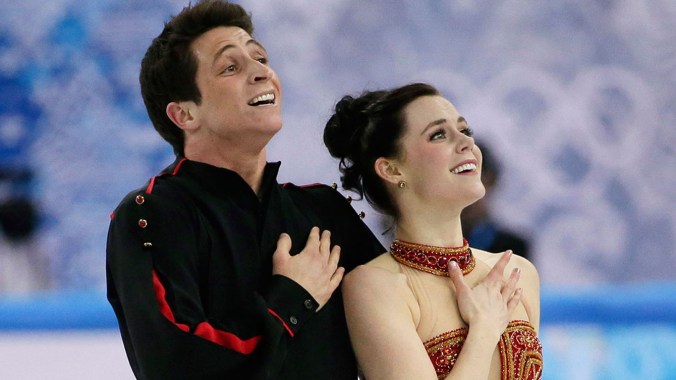 Tessa Virtue and Scott Moir compete in the free dance portion of the team event at Sochi 2014.