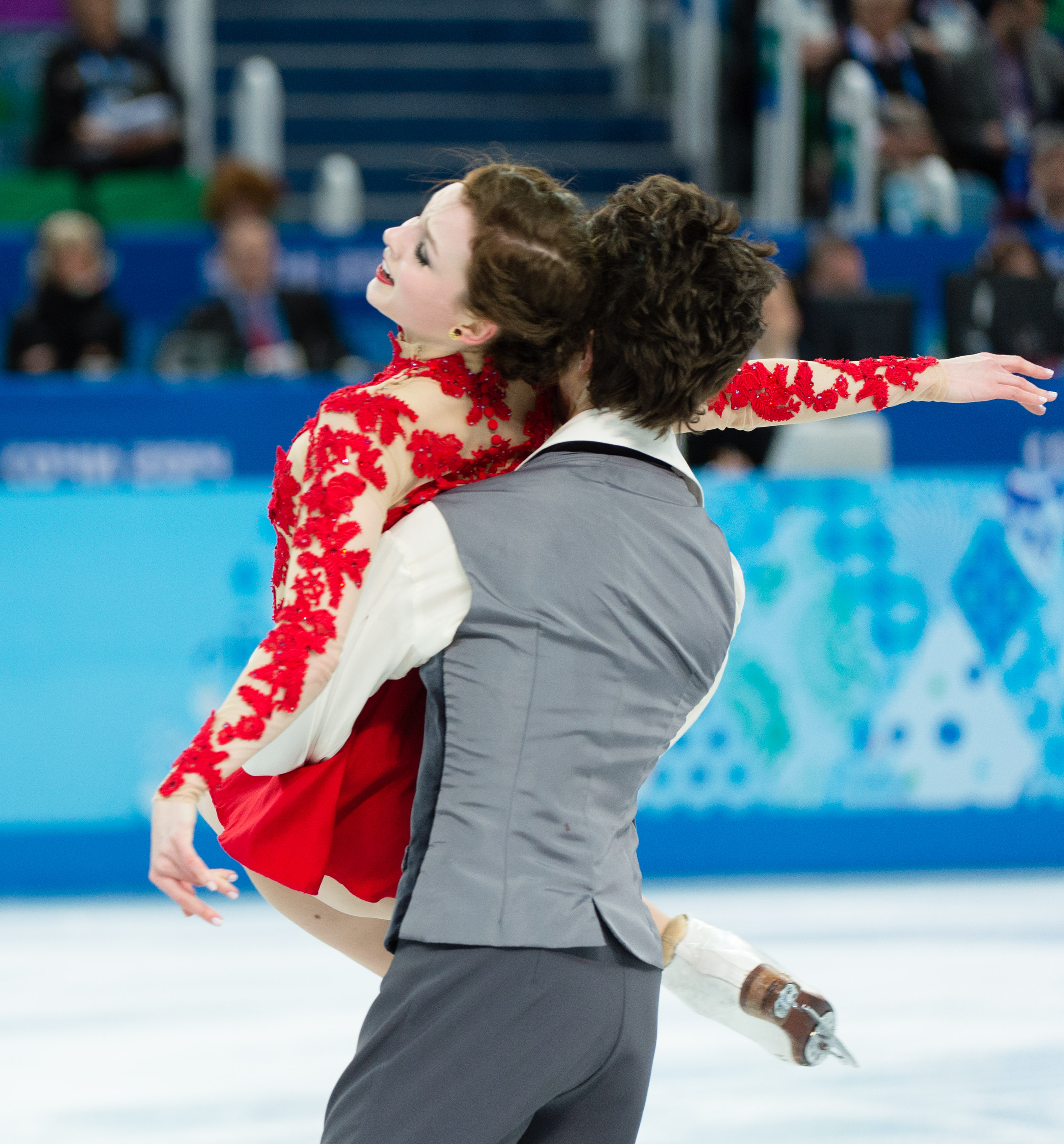Alexandra Paul and Mitchell Islam competing