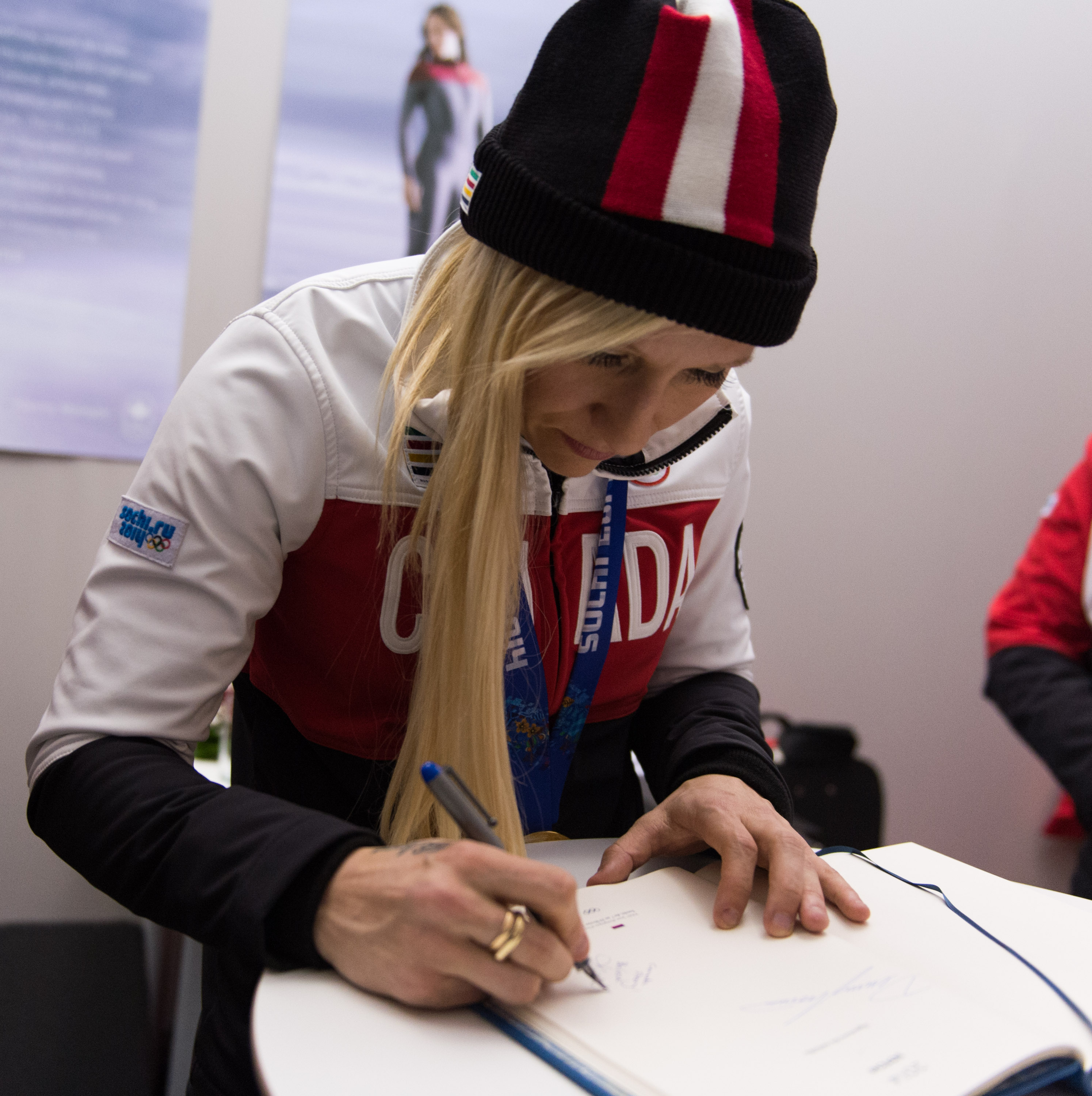 Kaillie Humphries during the medal celebration