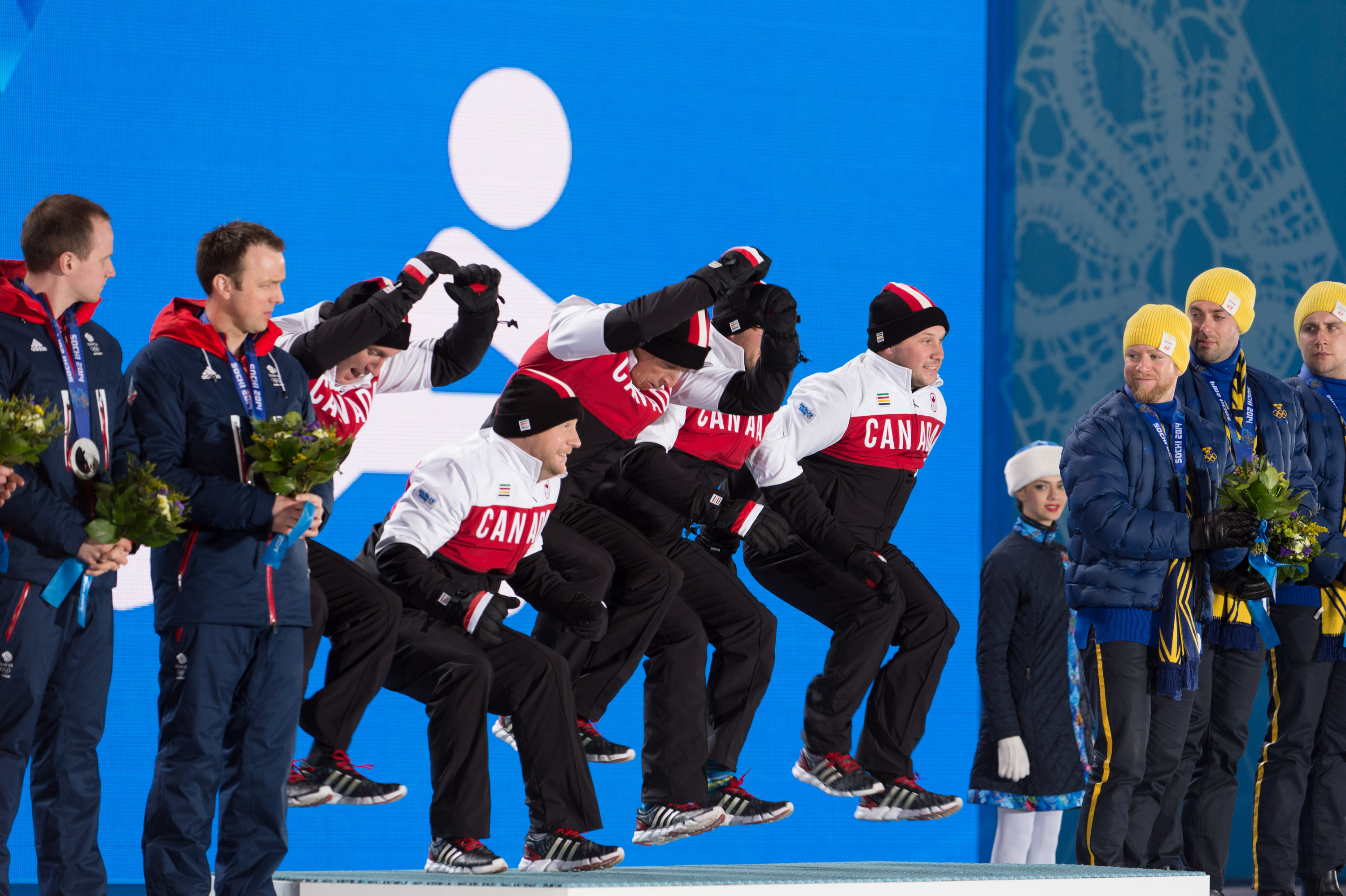 Athletes on the podium