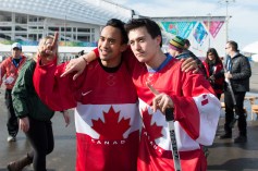 Gilmore Junio and Patrick Chan pose for a picture