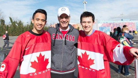 Gilmore Junio, Christopher Overholt, Patrick Chan pose for a picture