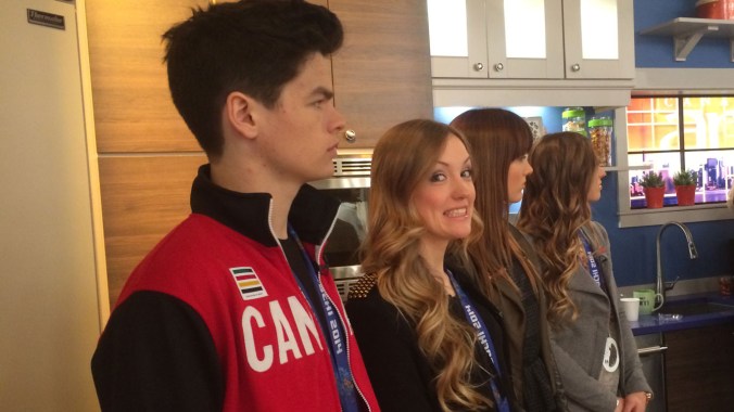 The group waiting to go on camera.