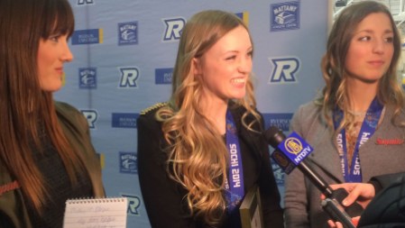 Toward the end of a long media scrum, Justine still as bubbly as ever.