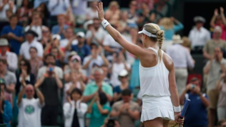 Bouchard at 2014 Wimbledon After making all the way to the final at Wimbledon and defeating four seeded players along the way, Petra Kvitova proved too much for Bouchard. Photo: CP
