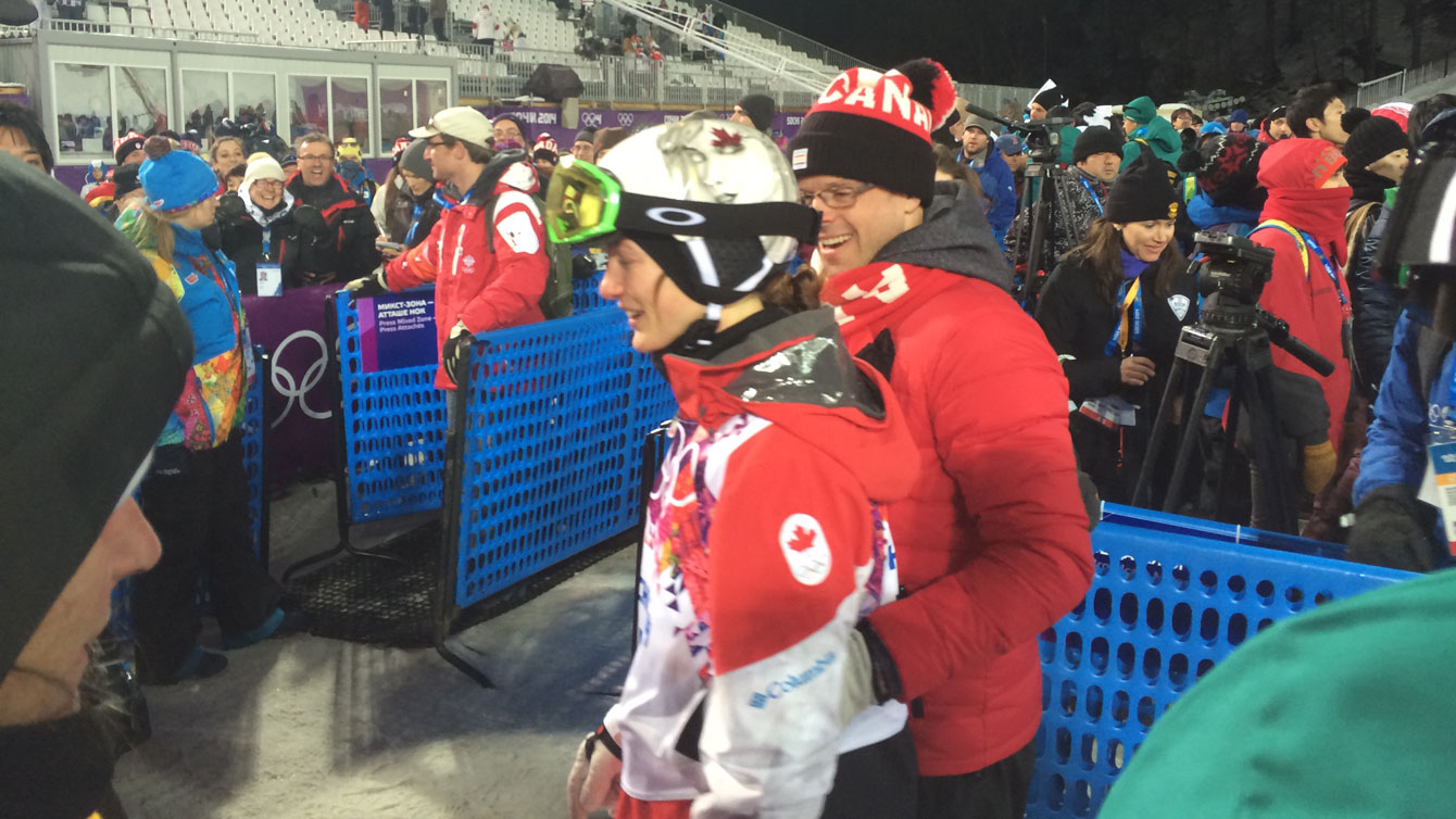 An ever-present figure at Olympic venues during Sochi 2014, Jean-Luc Brassard seen here after ladies' moguls where a couple of kids who idolized him growing up finished 1-2 on the podium. 