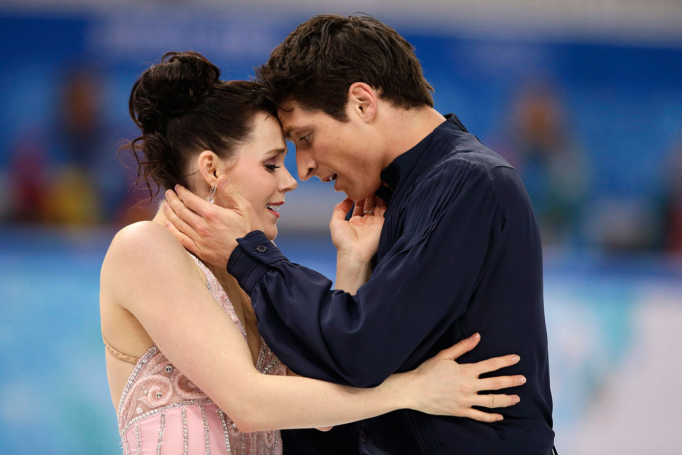 Tessa Virtue and Scott Moir following their silver medal ice dance performance in Sochi. 