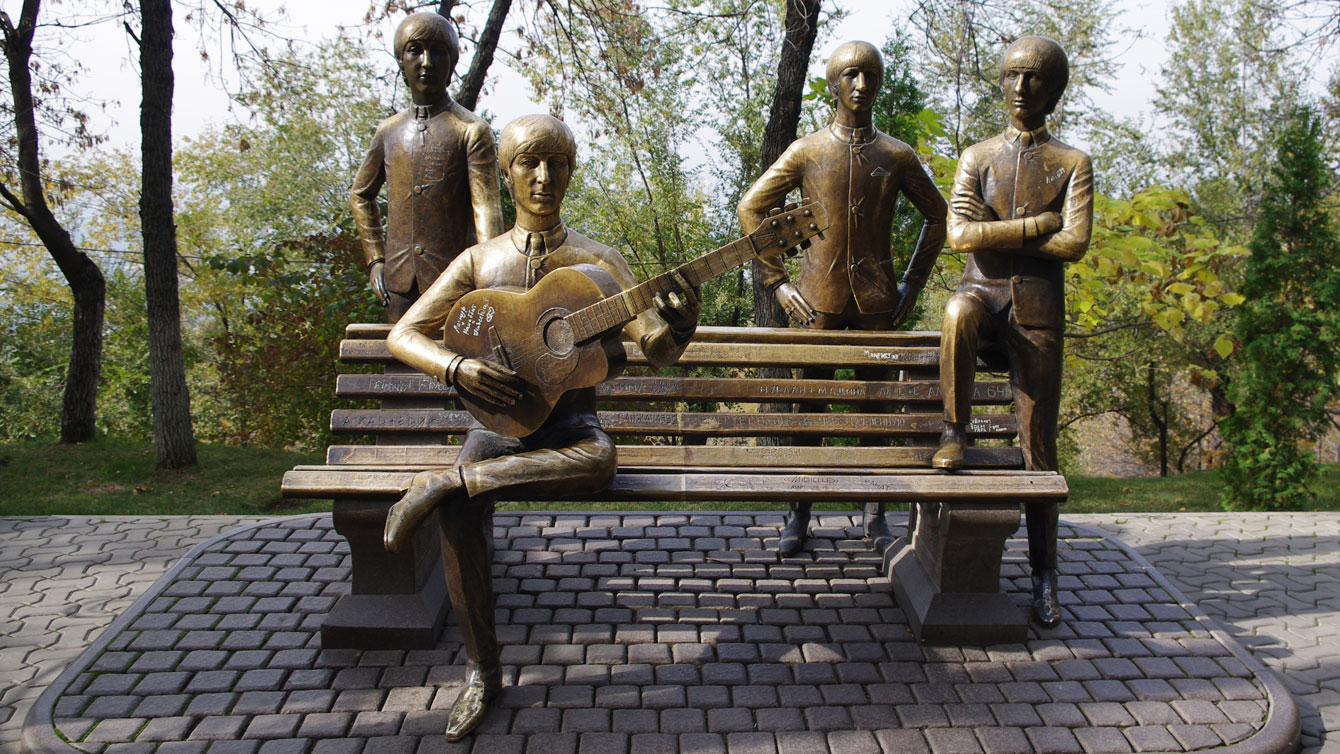 The Beatles Monument in Kok-Tobe park, Almaty, Kazakhstan.