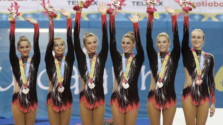 Rhythmic gymnastics team silver at Guadalajara 2011 Pan Am Games.