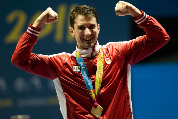 Philippe Beaudry at Guadalajara 2011 Pan Am Games after his fencing gold.