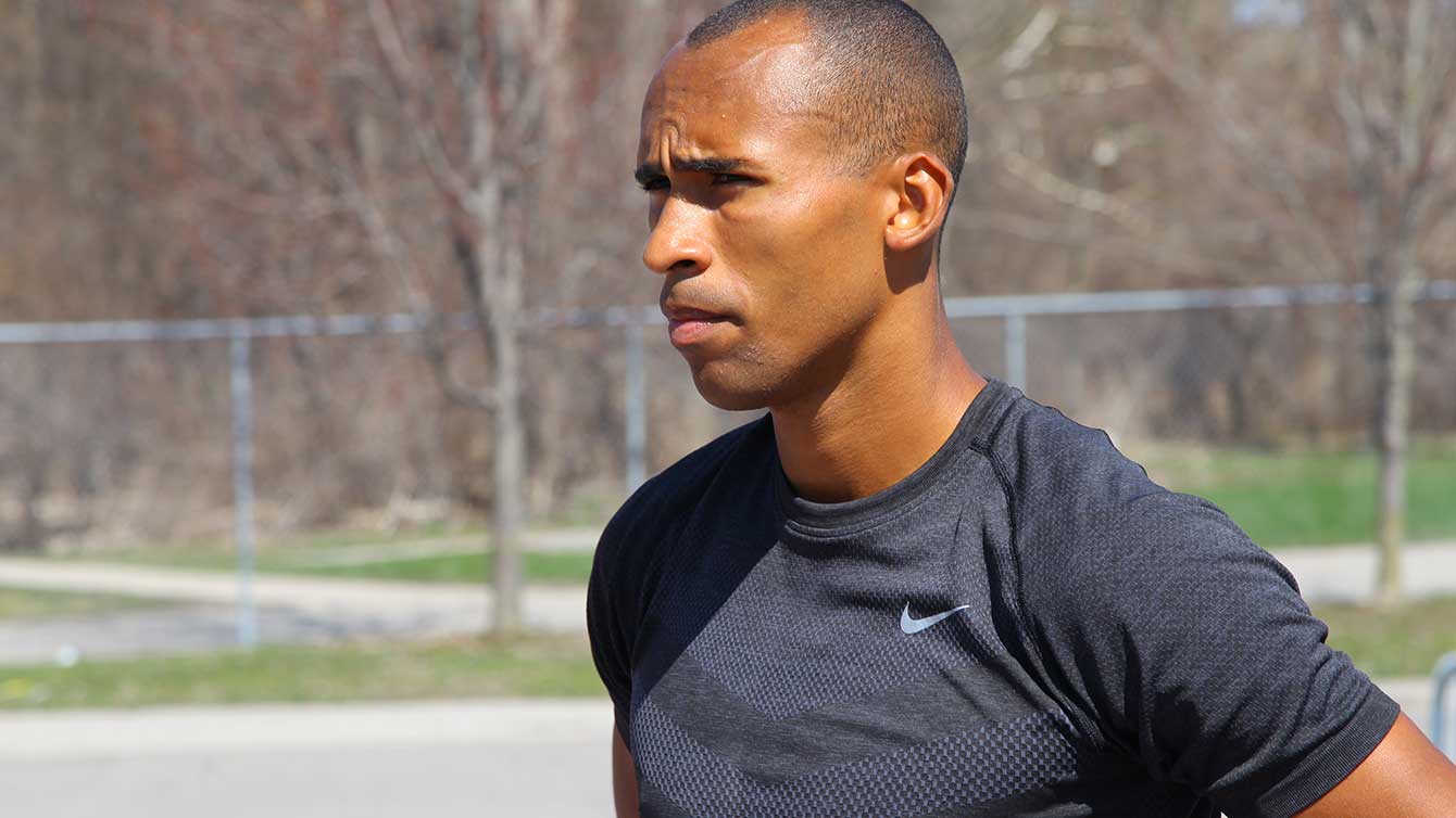 Damian Warner during a training session at Western University, April 17, 2015. 