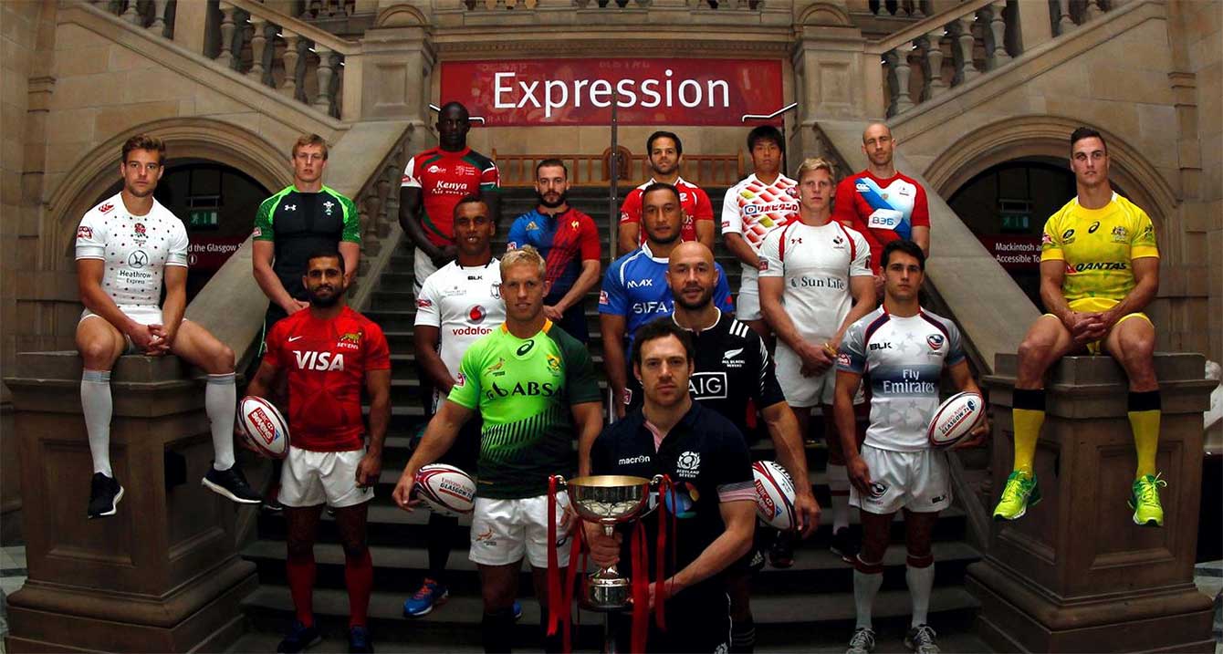 Captains photo at Kelvingrove Art Gallery and Museum at Scotland Sevens 2015. Photo: World Rugby/Martin Seras Lima