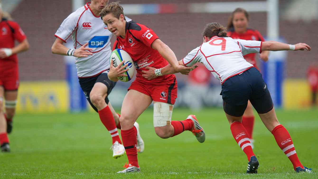 Ghislaine Landry at the 2015 London Sevens (Ian Muir/Rugby Canada).