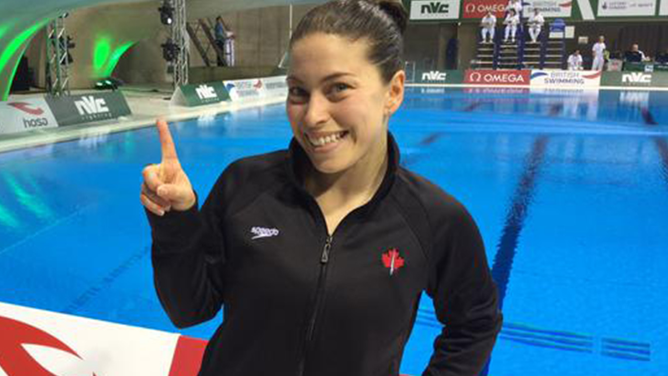 Roseline Filion at London's Diving World Series, where she won gold in 10m platform.