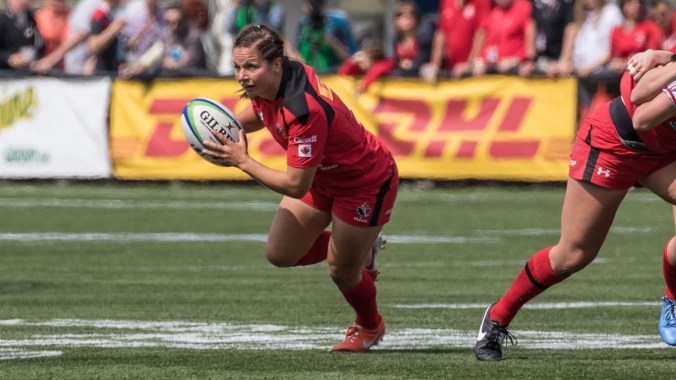 Ashley Steacy in action at 2015 Canada Sevens (Photo: Lorne Collicutt/Rugby Canada).