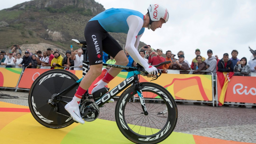 Racing on bike during Rio 2016