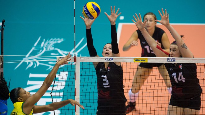 Brittany Page (left) and Lucille Charuk (Volleyball Canada)