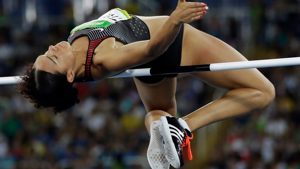 Canada's Alyxandria Treasure competes in the women's high jump