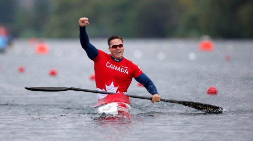 Canada’s Mark De Jonge celebrates his gold medal
