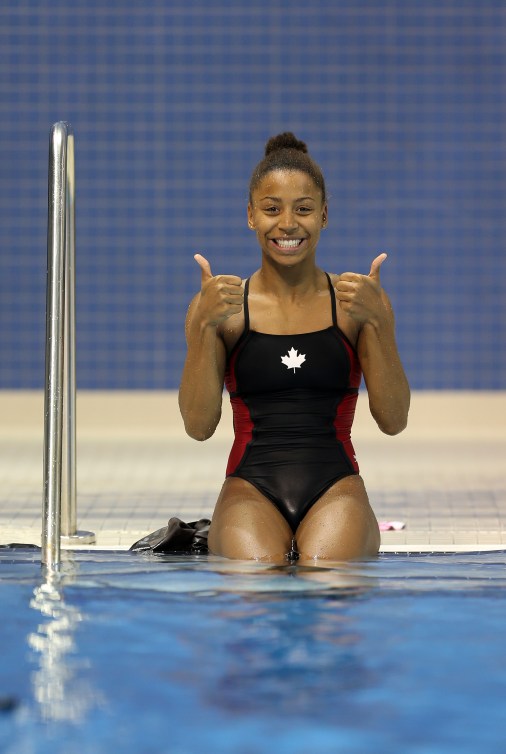 TORONTO, ON - JULY 12:  Jennifer Abel of Canada competes in the Women's 3m Springboard Prelims during the Toronto 2015 Pan Am Games at the CIBC Aquatic Centre on July 12, 2015 in Toronto, Ontario, Canada.  (Photo by Vaughn Ridley/Canada Diving)