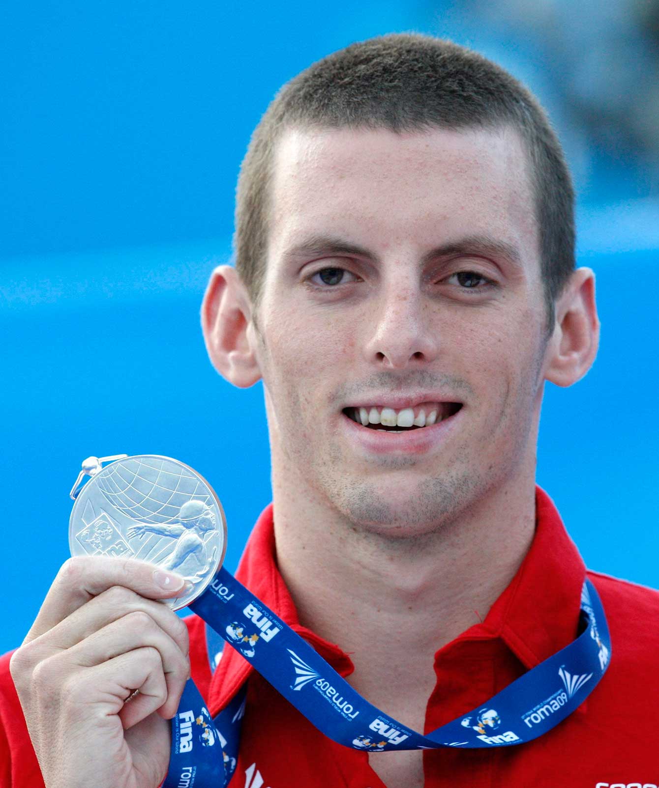 Ryan Cochrane won the first of three world championships silver medals at Rome in 2009.