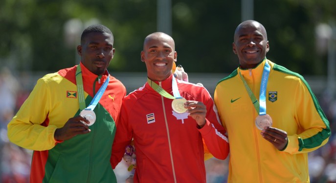 Damian Warner Damian Warner poses with his medal
