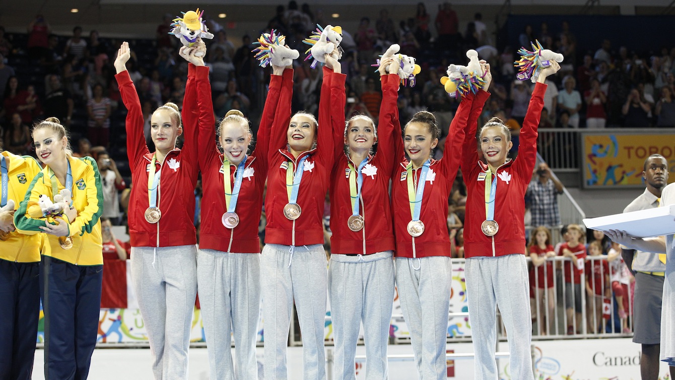 Canada wins bronze in Rythmic Gymnastics Ribbon at the Pan Am Games.