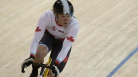 Kate O'Brien competes in the Women's Team Sprint