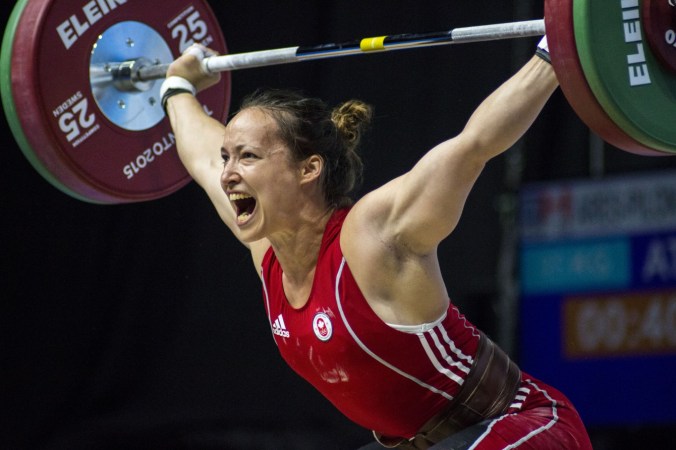 Marie-Josee Ares-Pilon on July 14th in the 69kg category of women's weightlifting (Jeffrey Sze/COC).