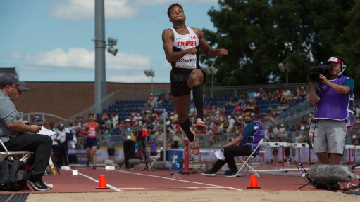 Jharyl Bowery competes in the men's long jump