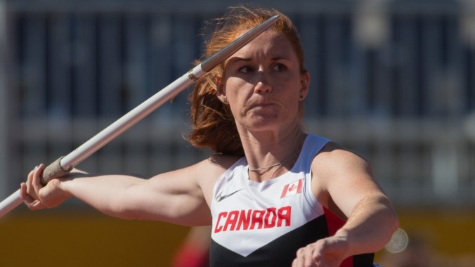 Melissa Fraser competes in the women's javelin
