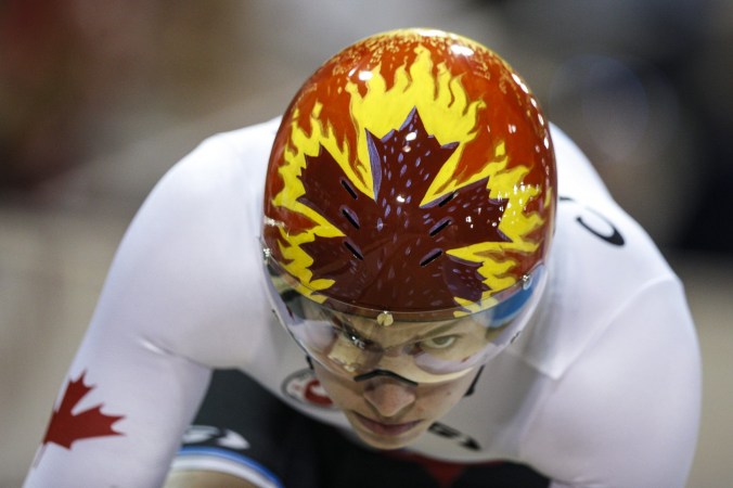 Monique Sullivan - TO2015 Monique Sullivan competes in her Helmets for Heroes lid, en route to winning three Pan Am gold medals (COC Photo by Michael P. Hall).