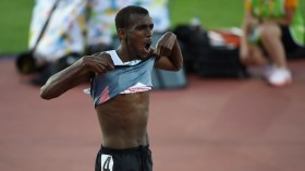 Mohammed Ahmed competes in the men's 10,000m race