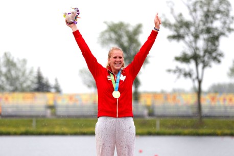 Canada's Laurence Lapointe-Vincent celebrates capturing Gold