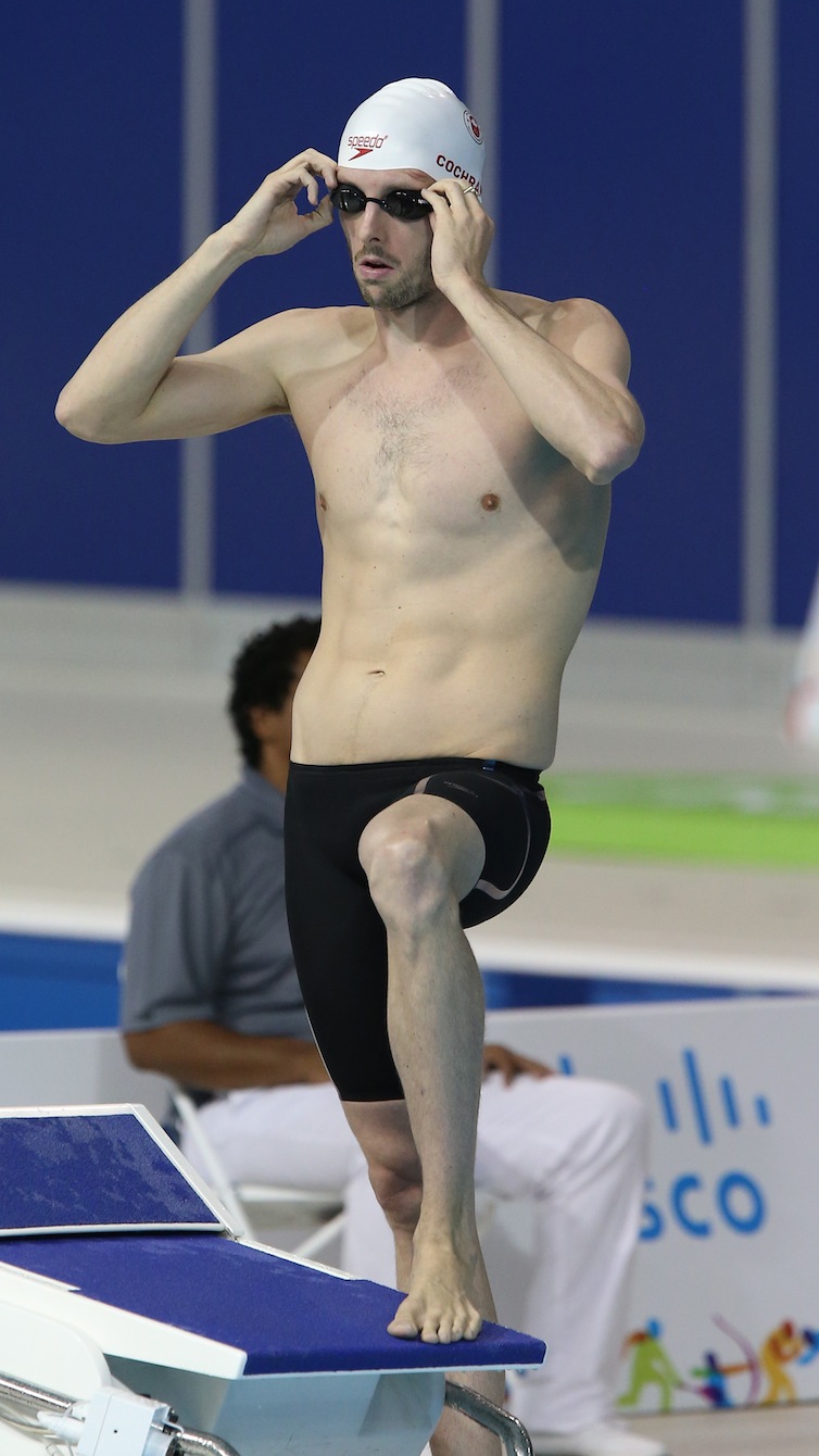 Ryan Cochrane gets ready to compete in the 1500 m freestyle
