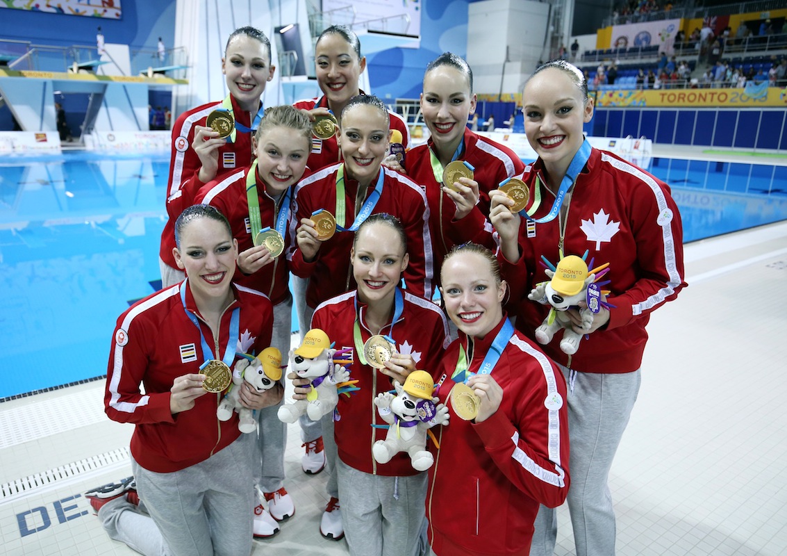 Team Canada wins the gold medal in Synchronized Swimming.