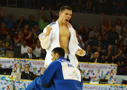 Judo action at the Pan Am Games in Mississauga (COC Photo by Jason Tse).