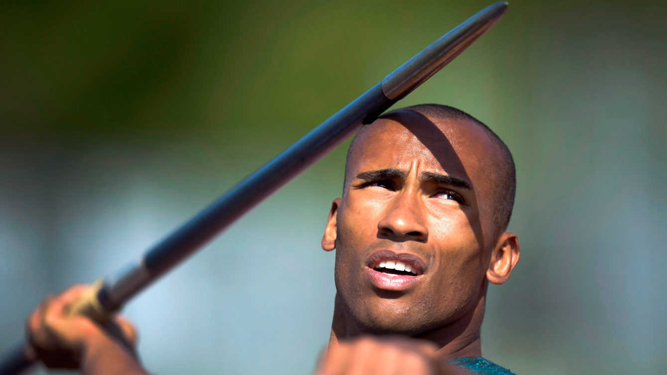 Decathlete, Damian Warner, practicing for the TO2015 Games