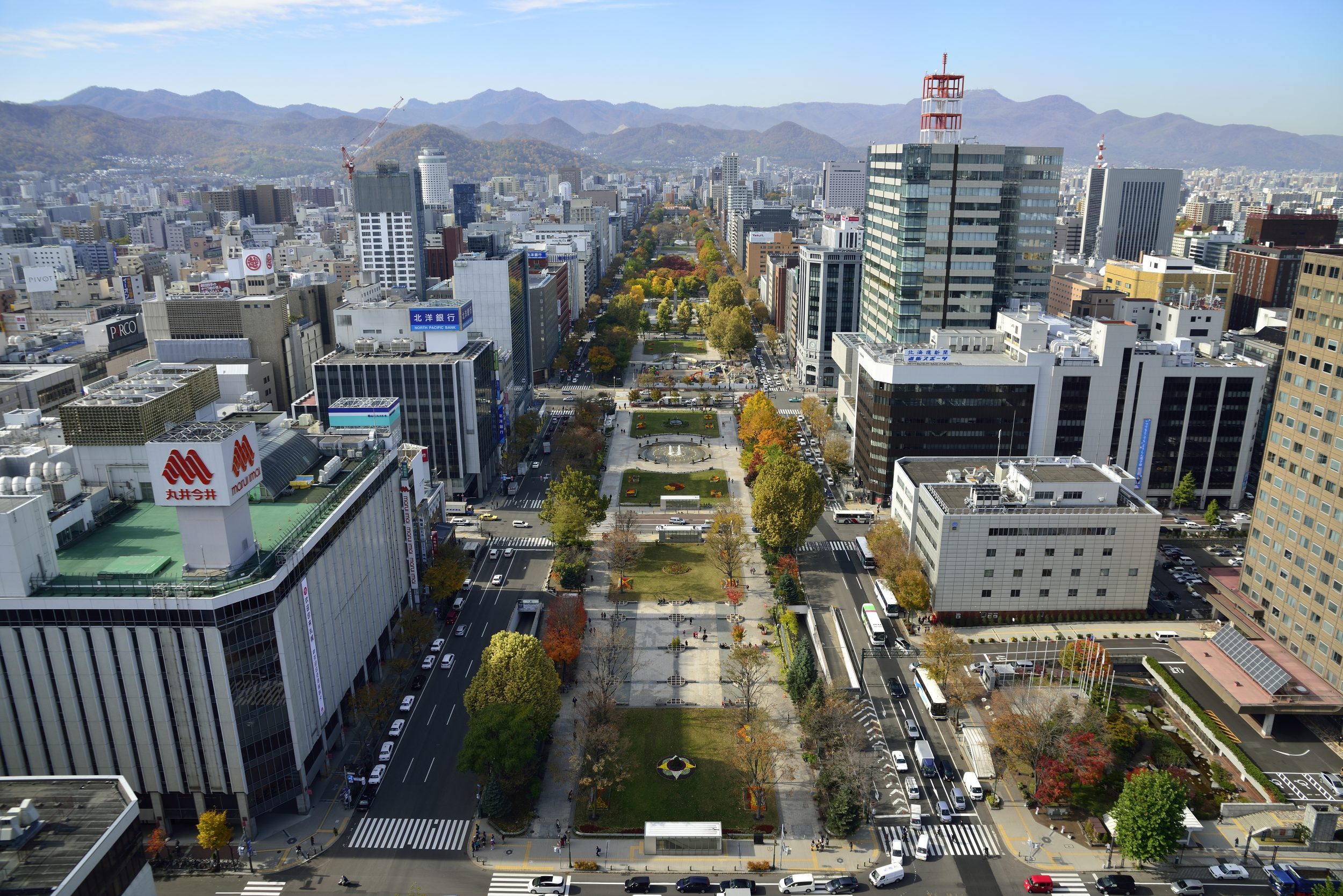 Aerial scenic of Sapporo Odori Park